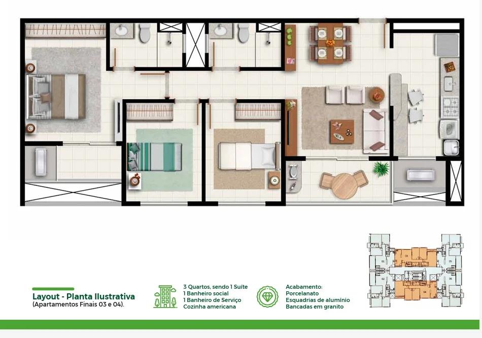 Residencial Le Grand Vista (Apartamentos e Coberturas Duplex de 3 quartos)