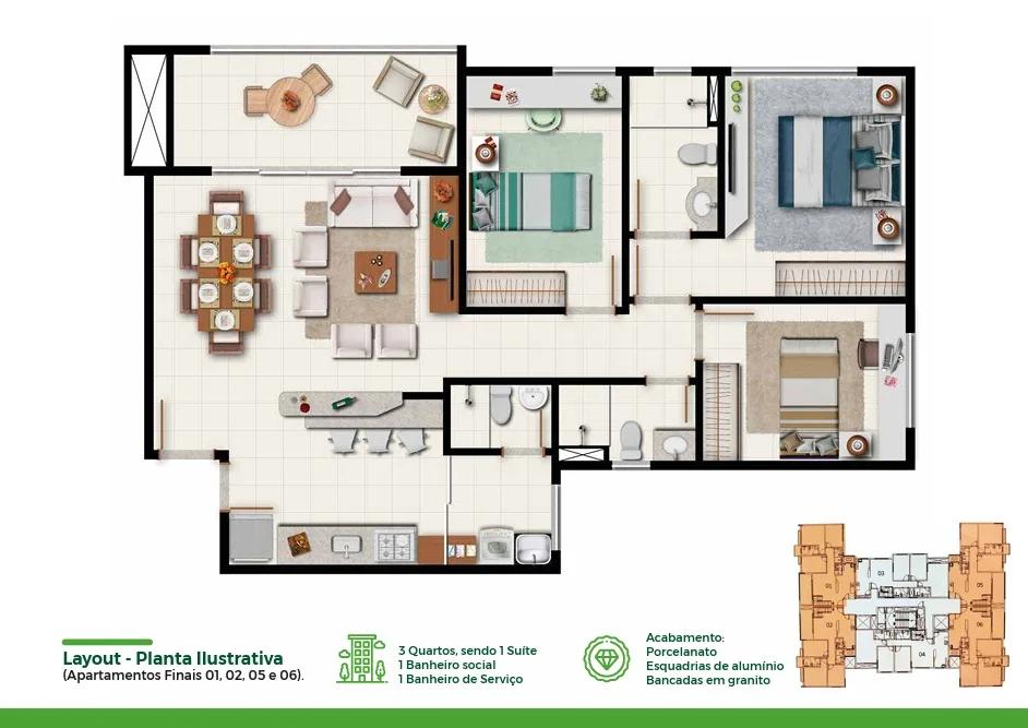 Residencial Le Grand Vista (Apartamentos e Coberturas Duplex de 3 quartos)